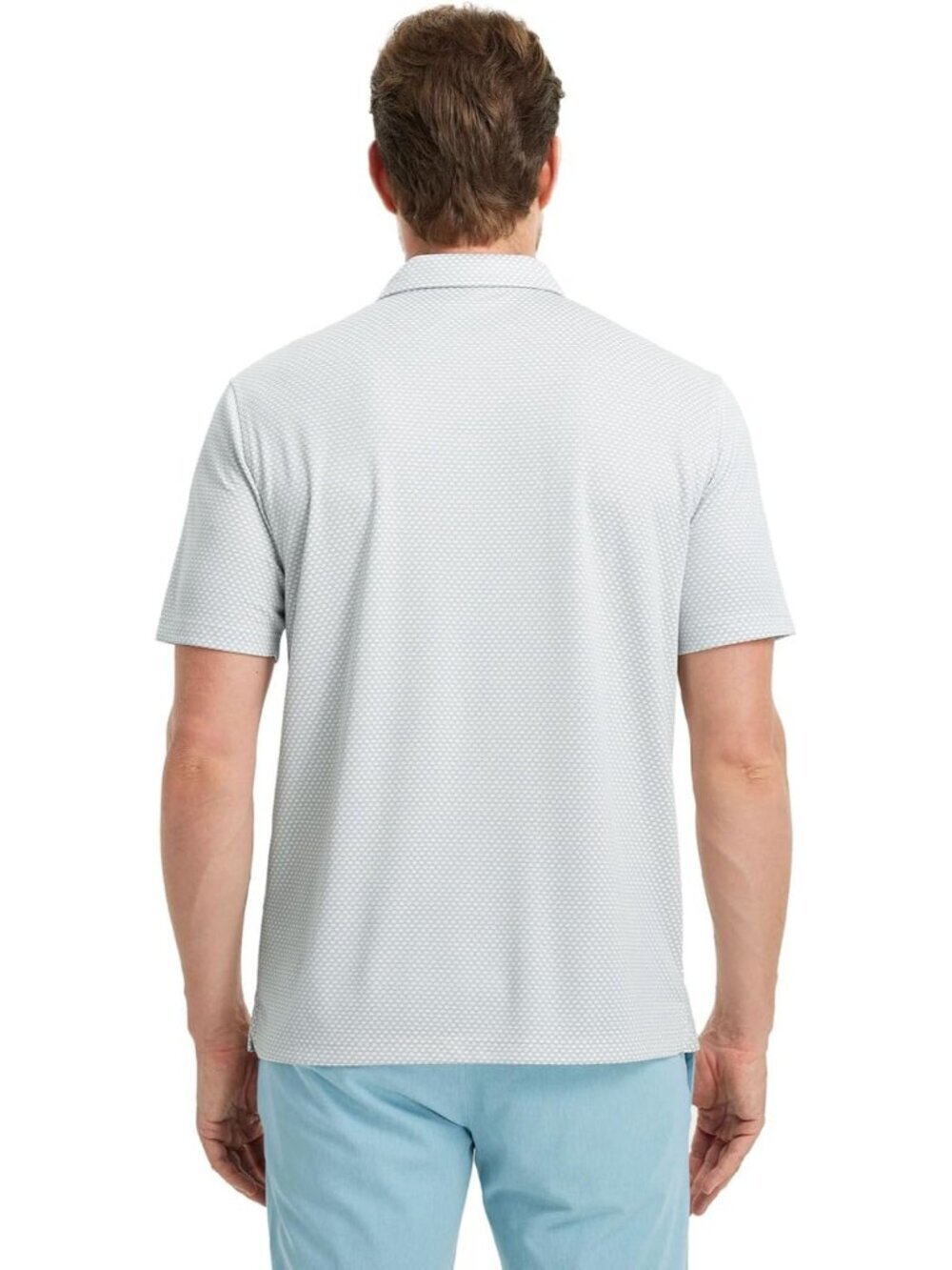 Mens Light Grey Moisture Wicking Jacquard Polo Shirt Breathable Dry Fit - Picture 3 of 6
